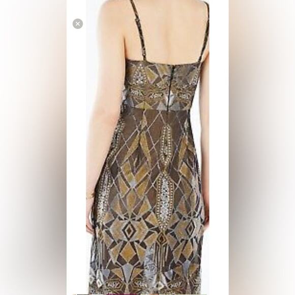 BCBGMAXAZRIA Alese Geometric Metallic Lace Cocktail Dress, EUC, Size 8 MSRP $448 - Picture 4 of 13